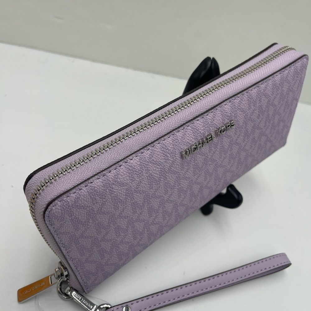 MICHAEL KORS Jet Set Large Signature Logo Continental Wallet Wristlet Phone NWT - Picture 9 of 16